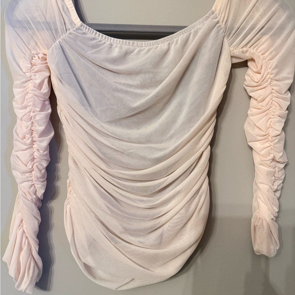 Free people Soft Cream Ruched Blouse